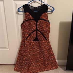 Lulu's Black and Orange Patterned Mini Dress